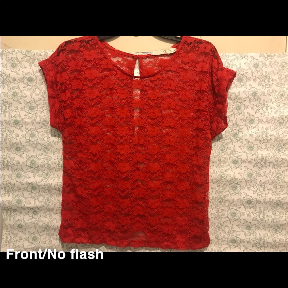 Red Floral Lace Blouse